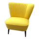 Yellow cocktail chair in solid beech, 1960s, with fluted backrest and tapered legs.