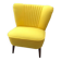 Yellow cocktail chair in solid beech, 1960s, with fluted backrest and tapered legs.