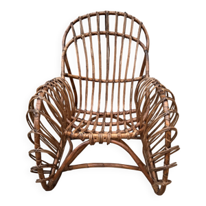 Fauteuil rotin vintage