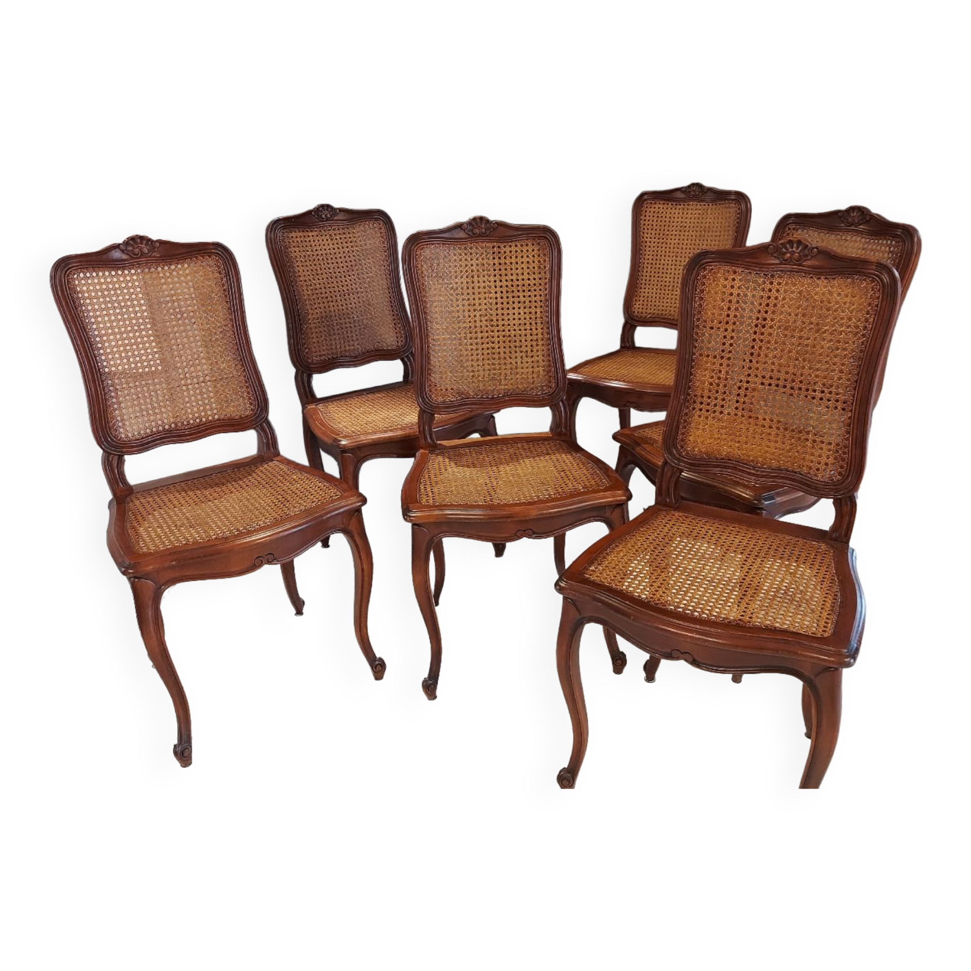 Suite of 6 chairs cans style Louis XV millieu XXeme