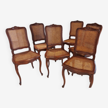 Suite of 6 chairs cans style Louis XV millieu XXeme