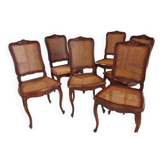 Suite of 6 chairs cans style Louis XV millieu XXeme