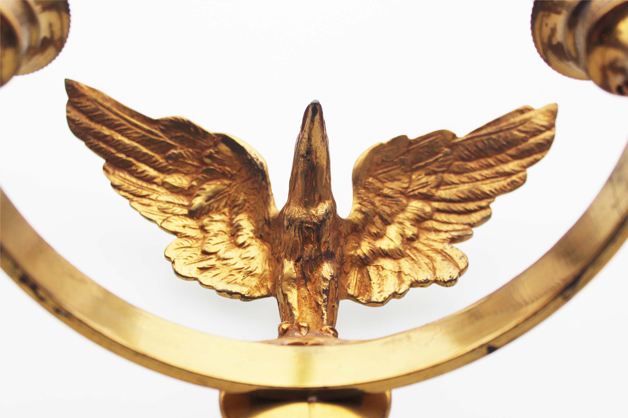 Pair of Antique 1950's Solid brass Empire Style 'Eagle' wall sconces