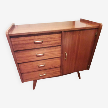 Commode teck vintage pieds compas