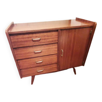 Vintage teak chest of drawers with compass legs