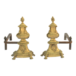 Paire de chenets en bronze