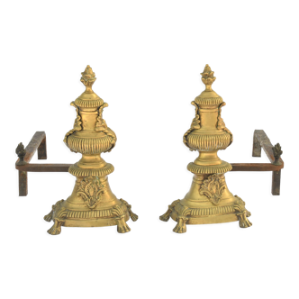 Pair of gilded bronze chenets