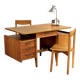 Bureau double à poignées gainées, France 1950
