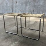 Pair of vintage 1970s wicker/chrome stools