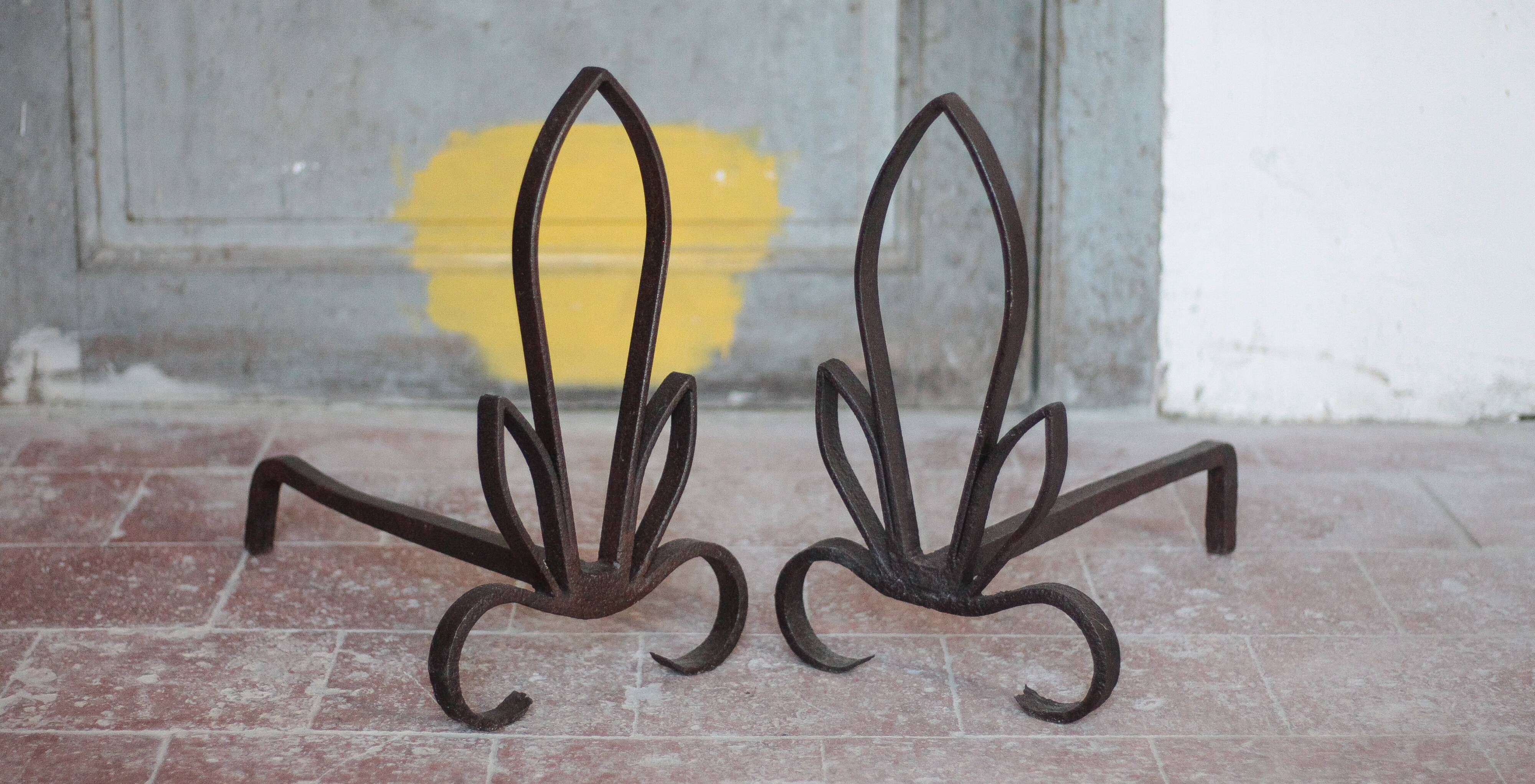 Vintage andirons, pair of andirons, fireplace accessory