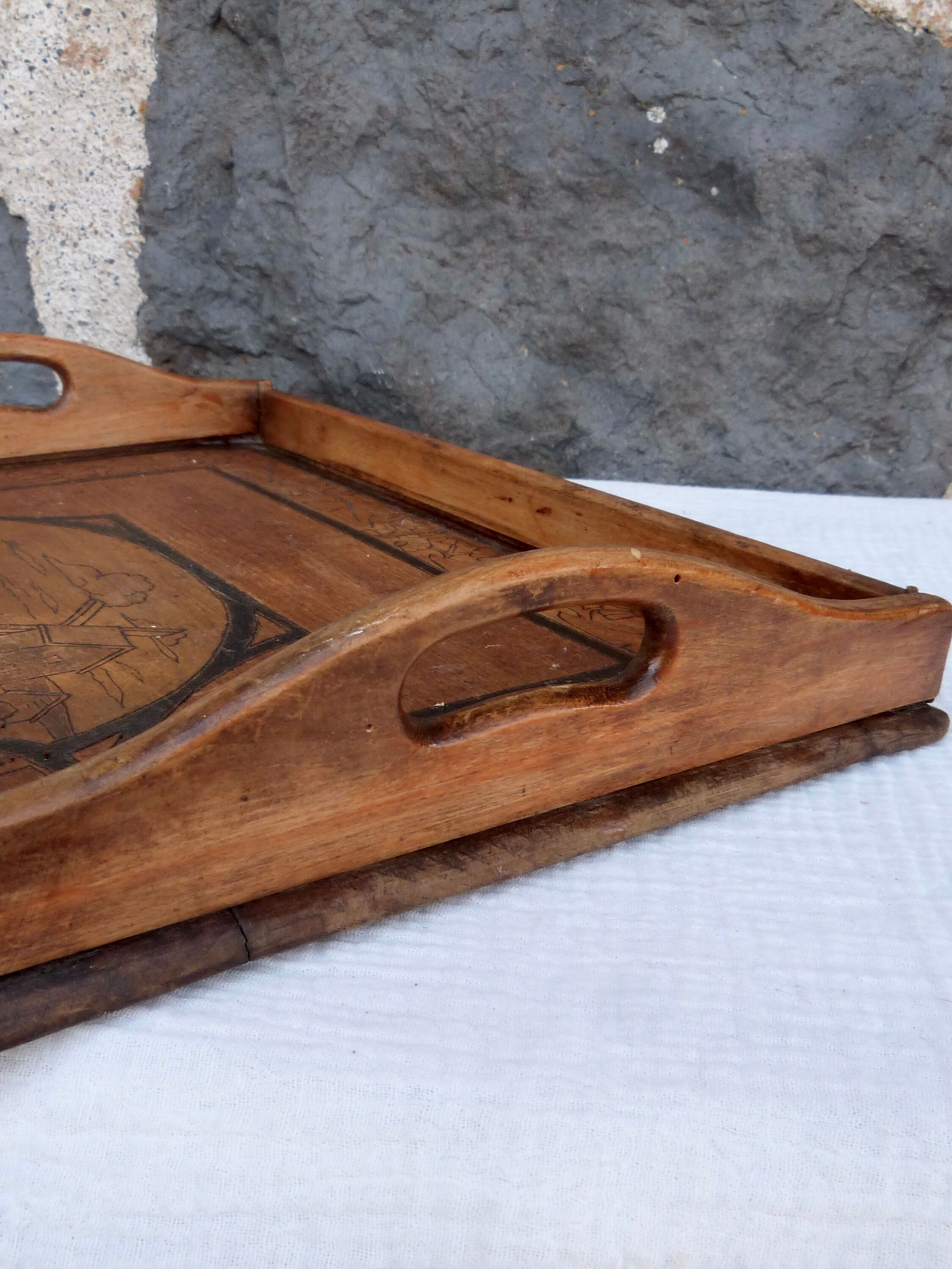 Art Nouveau marquetry tray