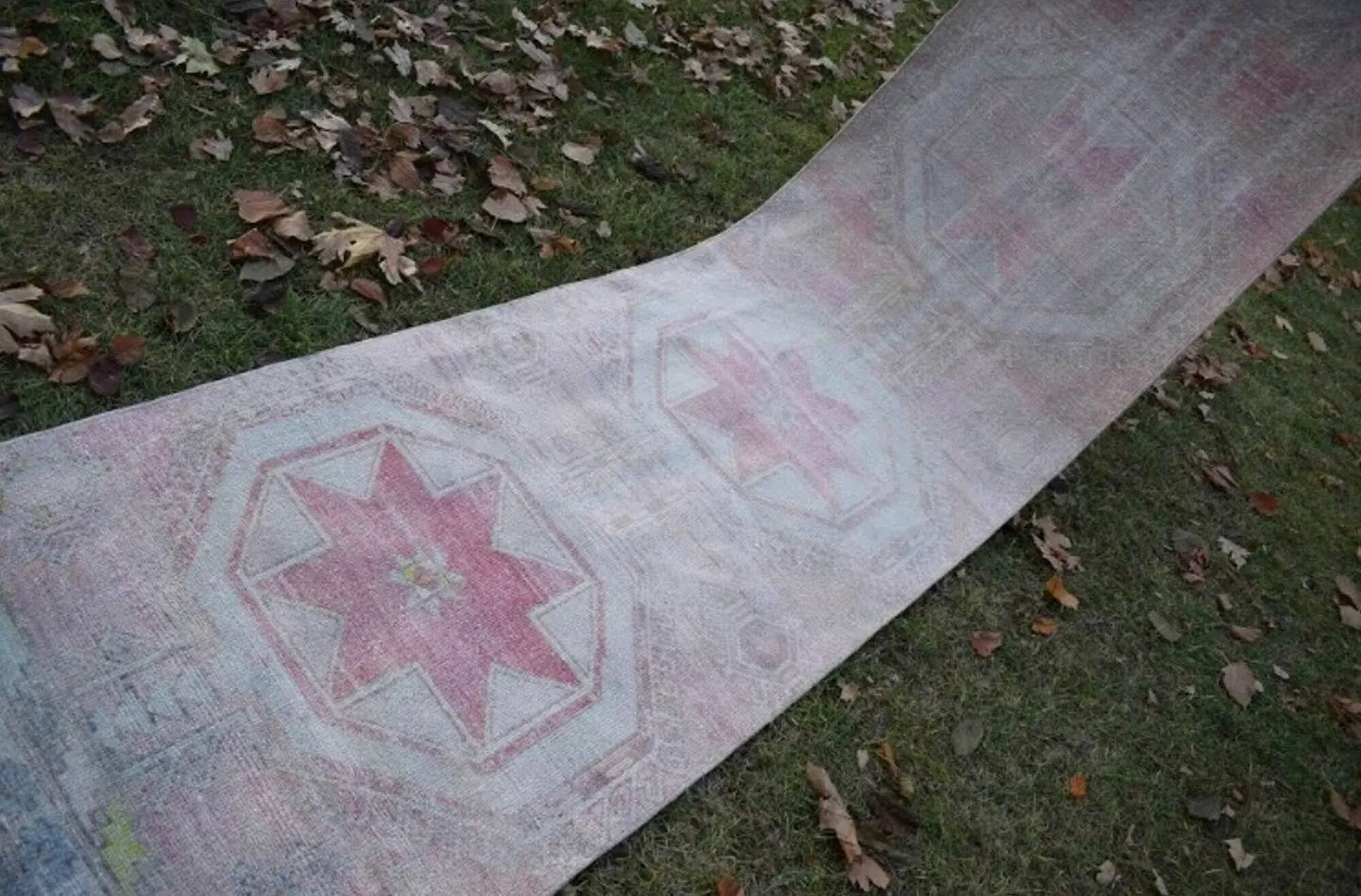 Vintage Turkish hallway rug 87x385 cm