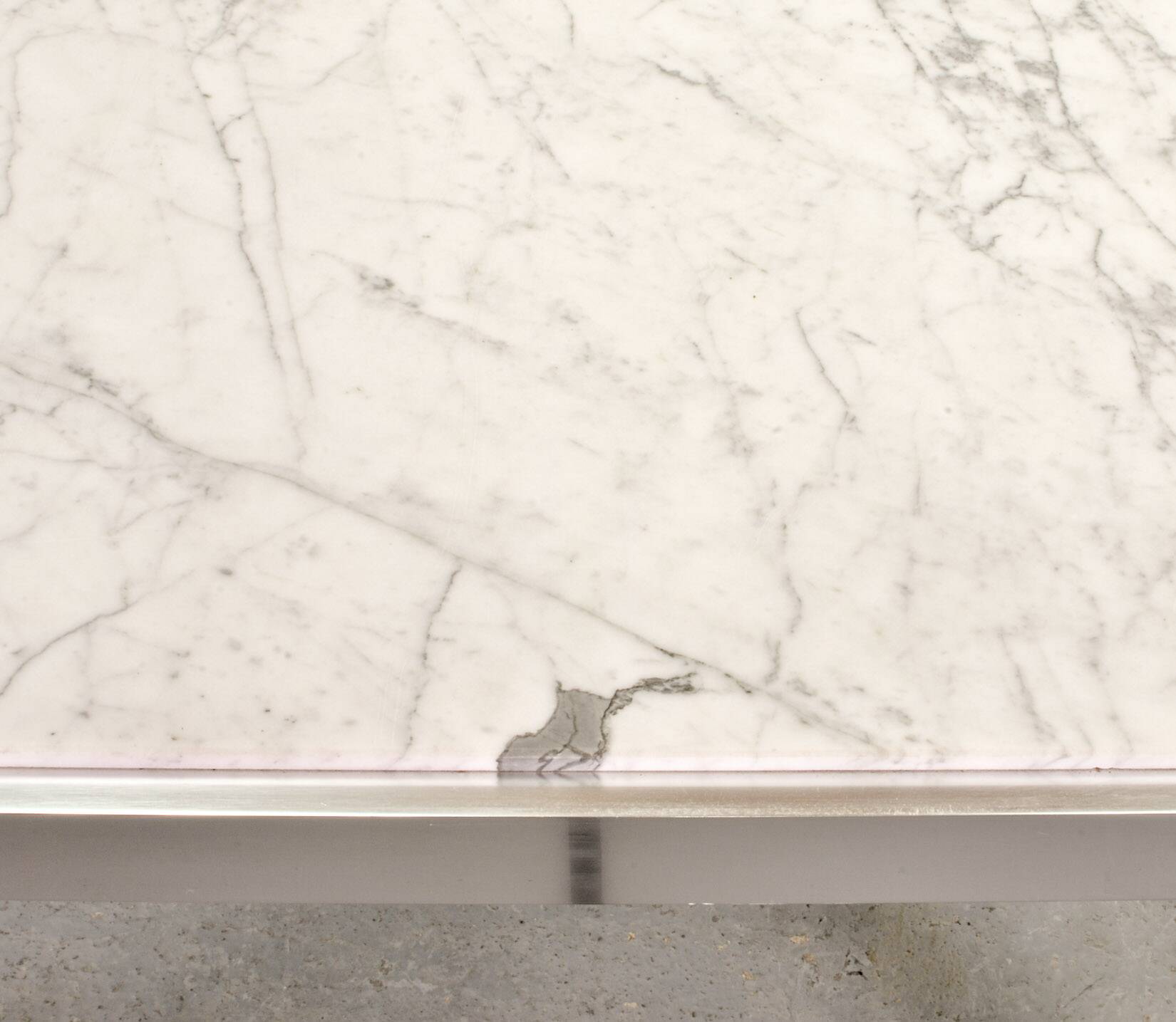 Artifort Dutch Design White Marble & Aluminium Dining Table by Kho Liang