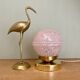 Vintage globe table lamp in pink Clichy glass