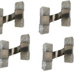 Appliques chromées en verre de cristal du milieu du siècle, ensemble de 4