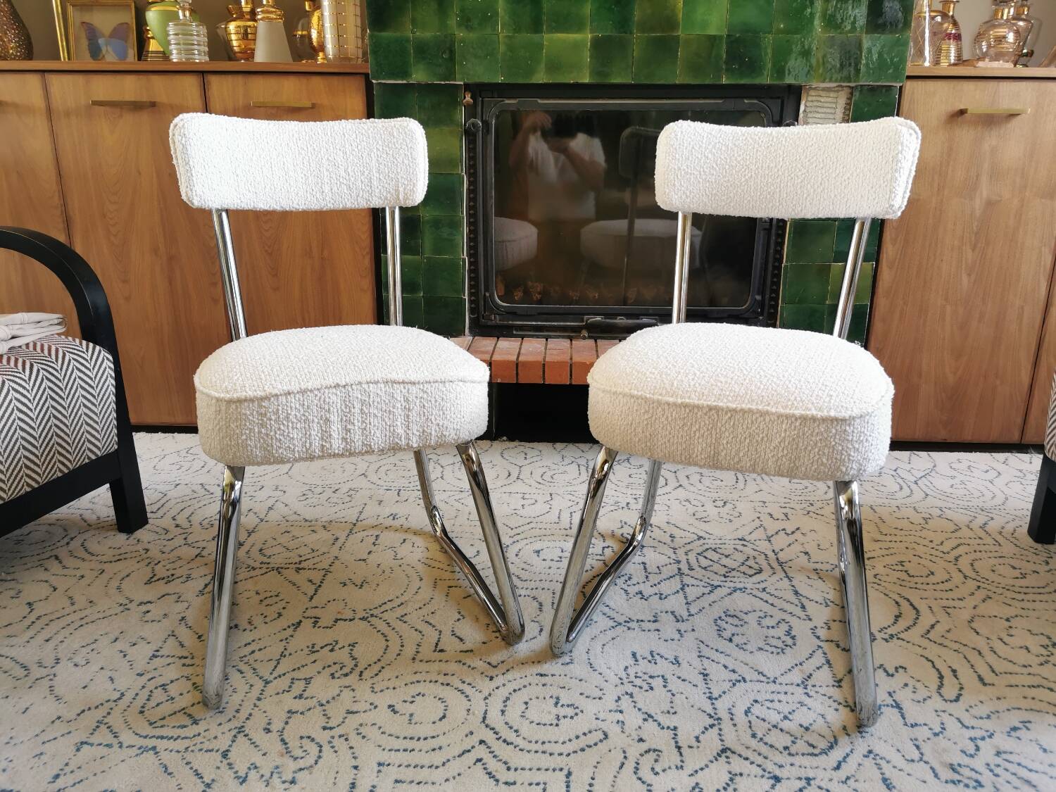 Pair of renovated vintage sled chairs