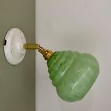 Vintage tulip wall lamp in clichy glass green mint