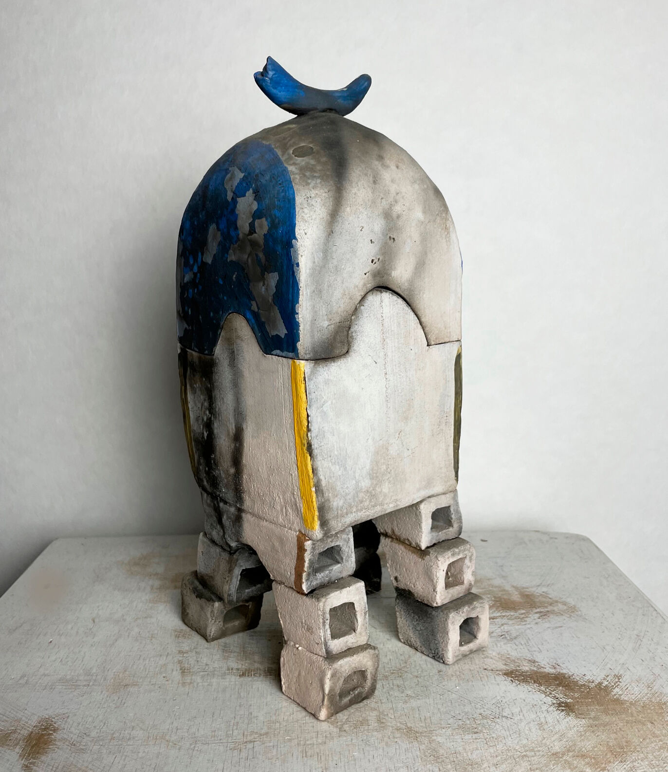 Surrealist box in painted terracotta