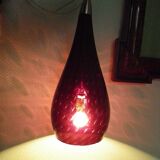 Suspension signed Vianne, inverted drop in glass lined black nuanced and purple interior