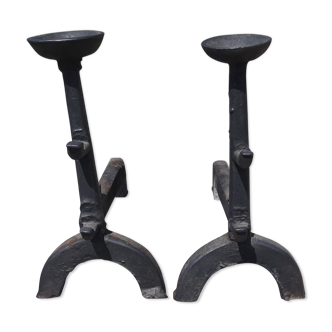 Pair of 19th century cast iron andirons