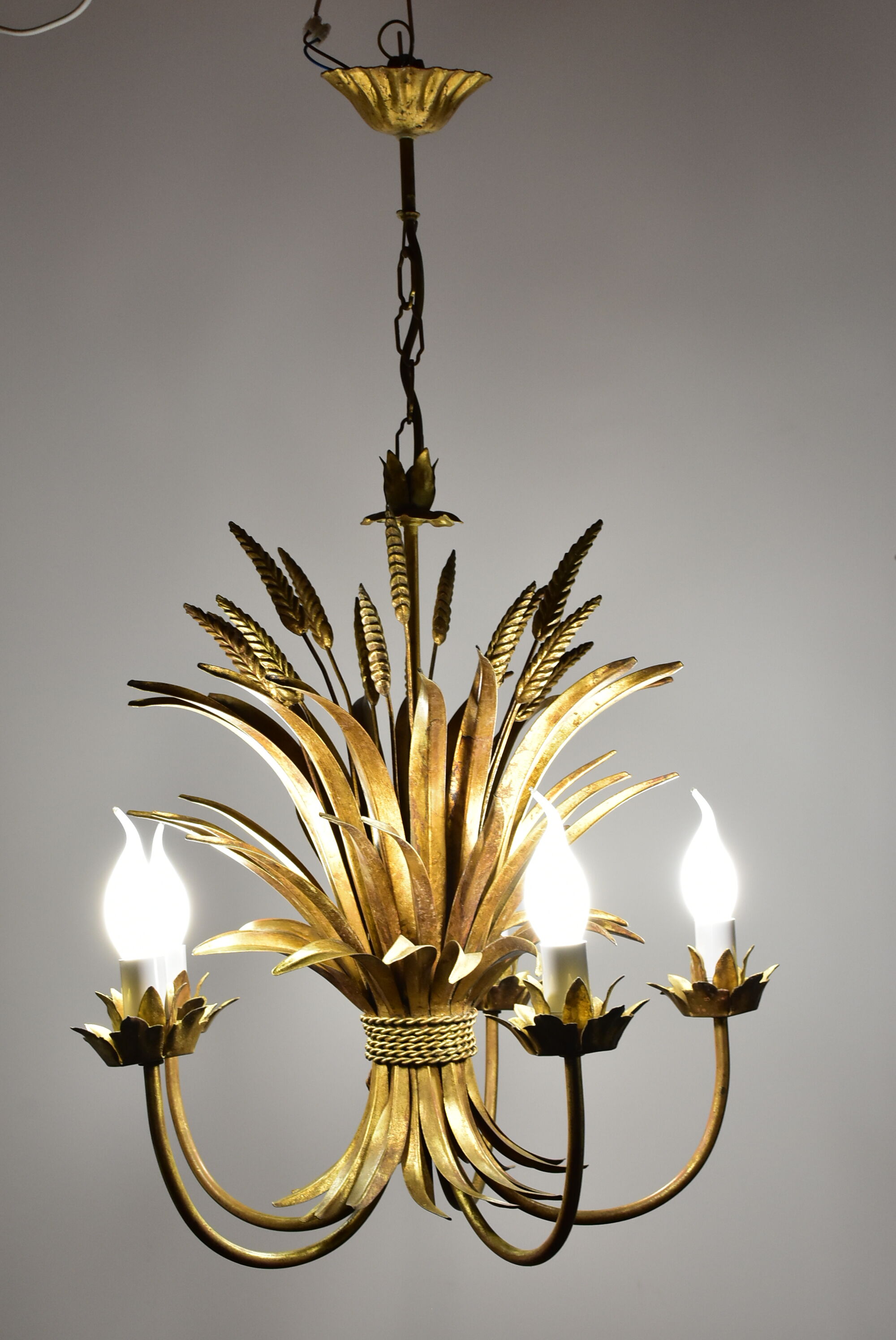 Wheat ear golden chandelier 5 branches.