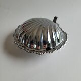 Butter dish / silver metal shell pocket