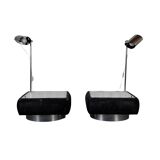 Set of 2 side tables with integrated lamp.