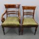 French Art Deco walnut dining chair set with armchairs, France 1930s