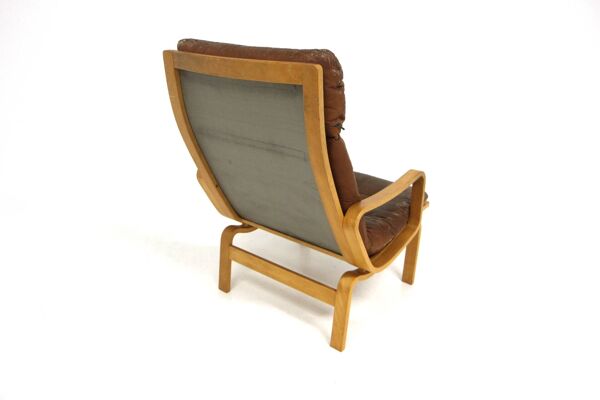 Fauteuil scandinave en cuir, Karl-Erik Ekselius, JOC Vetlanda, Suède, 1960