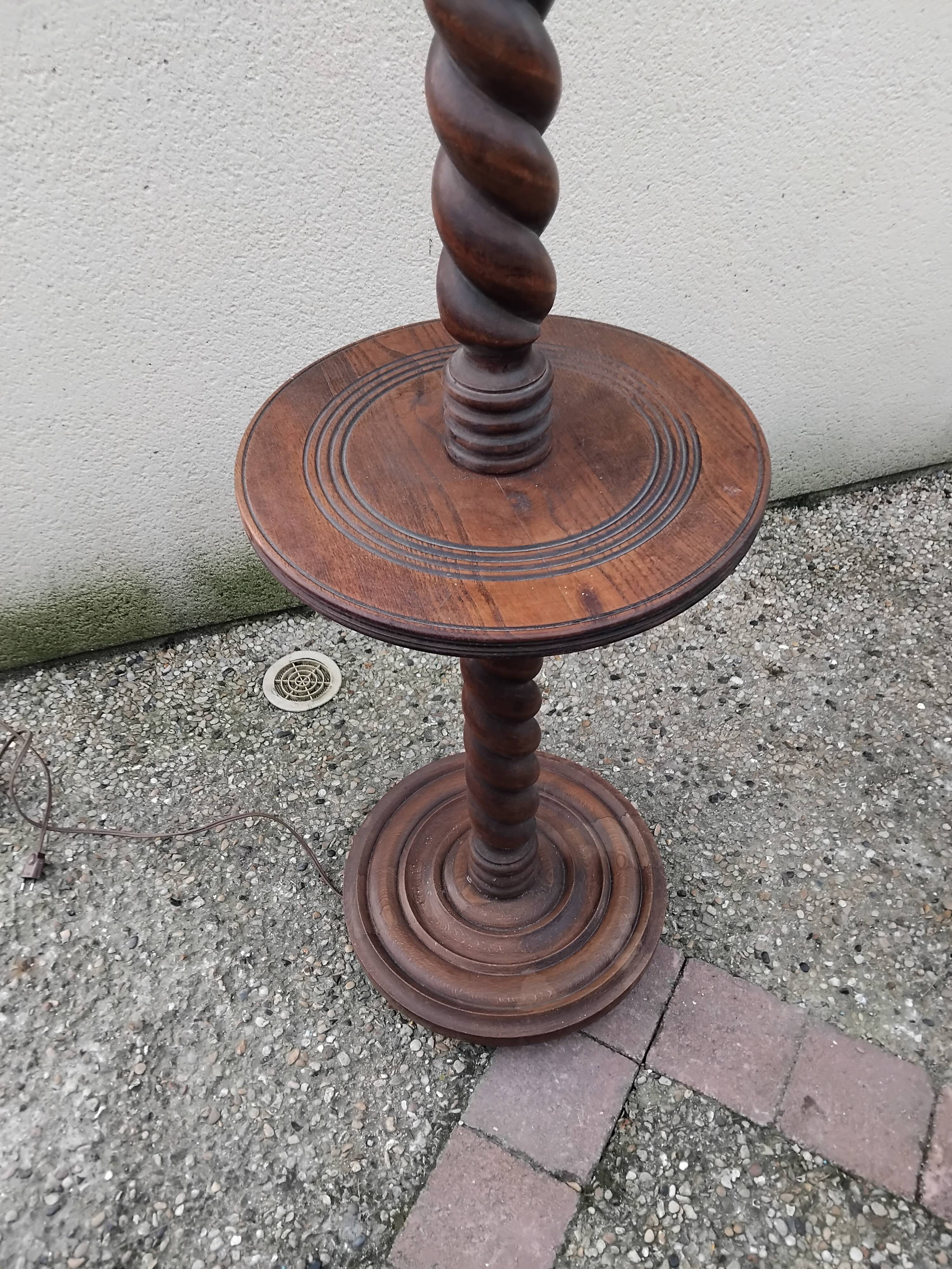 CHARLES DUDOUYT vintage floor lamp, turned wood