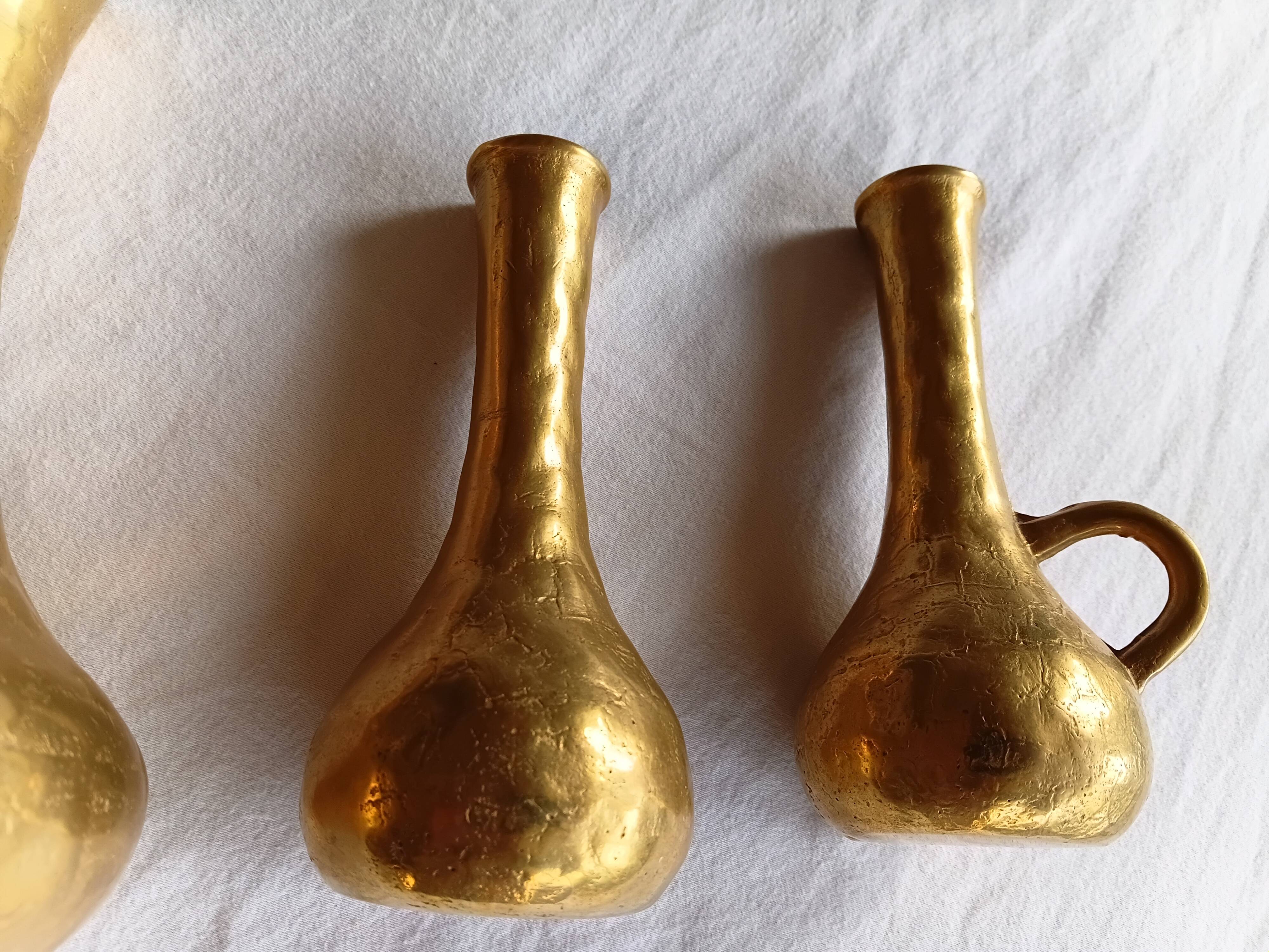 Mid-Century Italian Brutalist Cast Brass Solifleur Vases – Set of 4