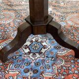 Pedestal table XIXth in walnut and marquetry