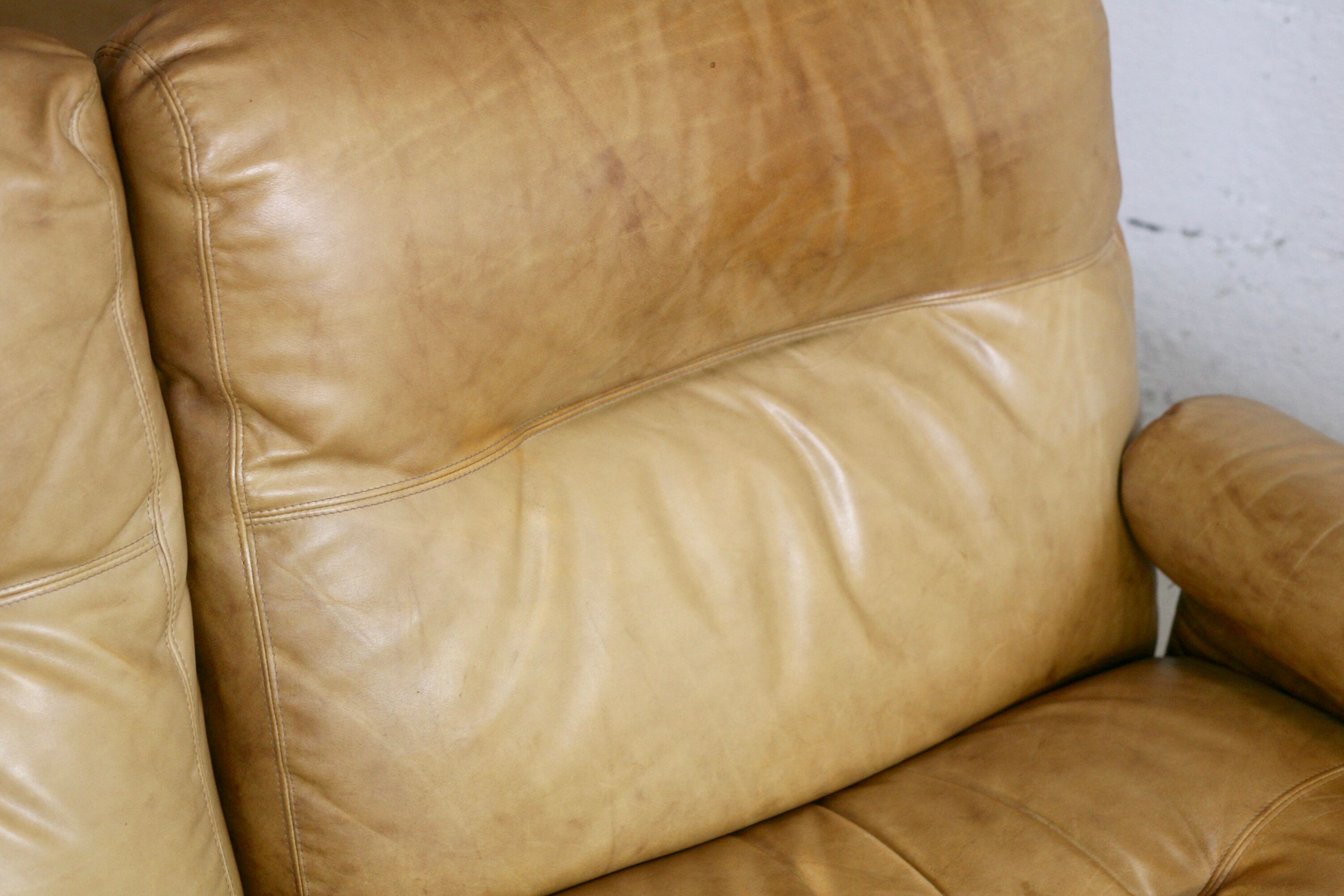 Leather sofa, Albany model, late 70's, Roset edition