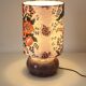 Recycled vintage lamp — handmade plum ceramic and antique floral lampshade