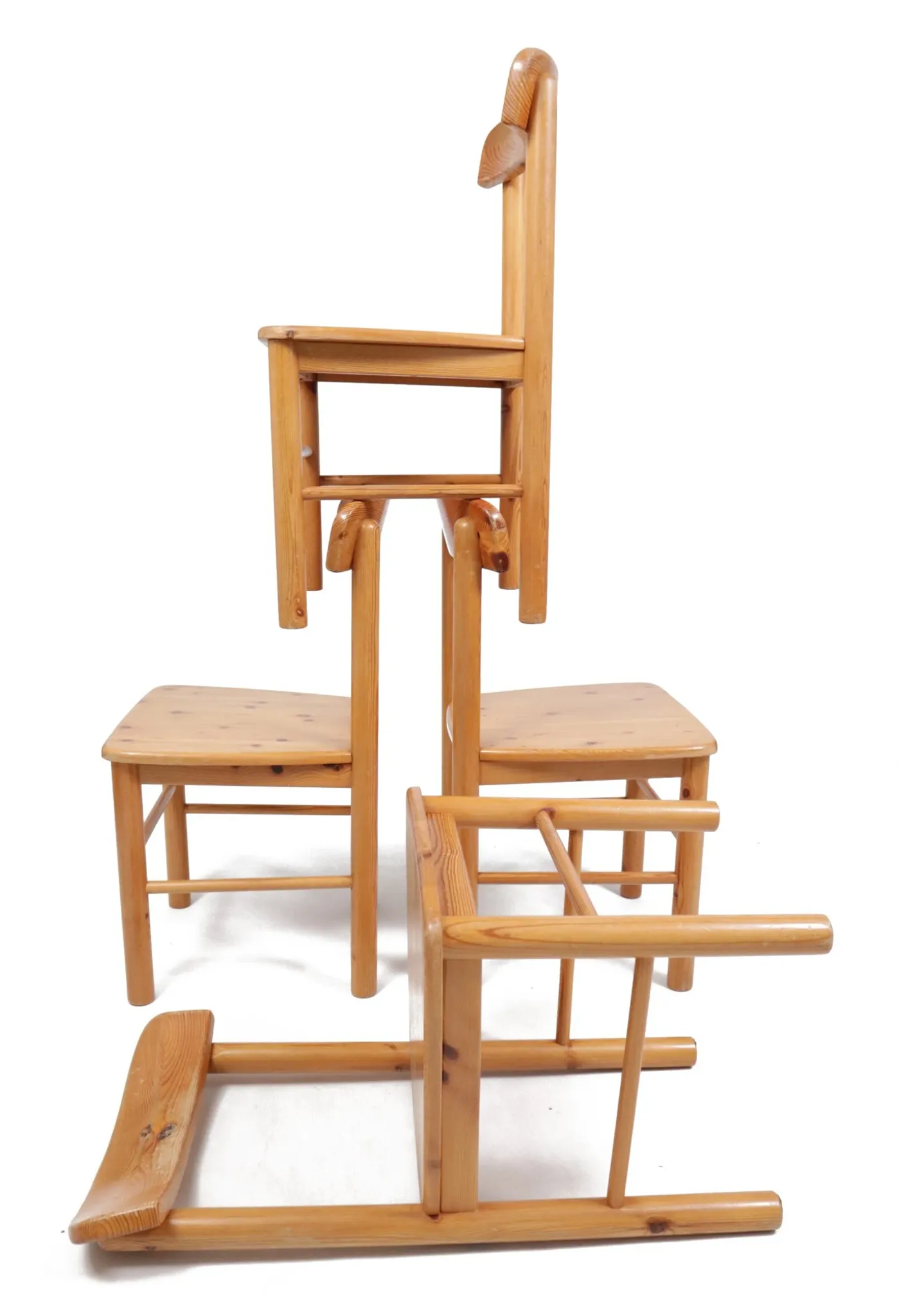 Set of 4 Danish pine chairs in Rainer Daumiller style – circa 1975