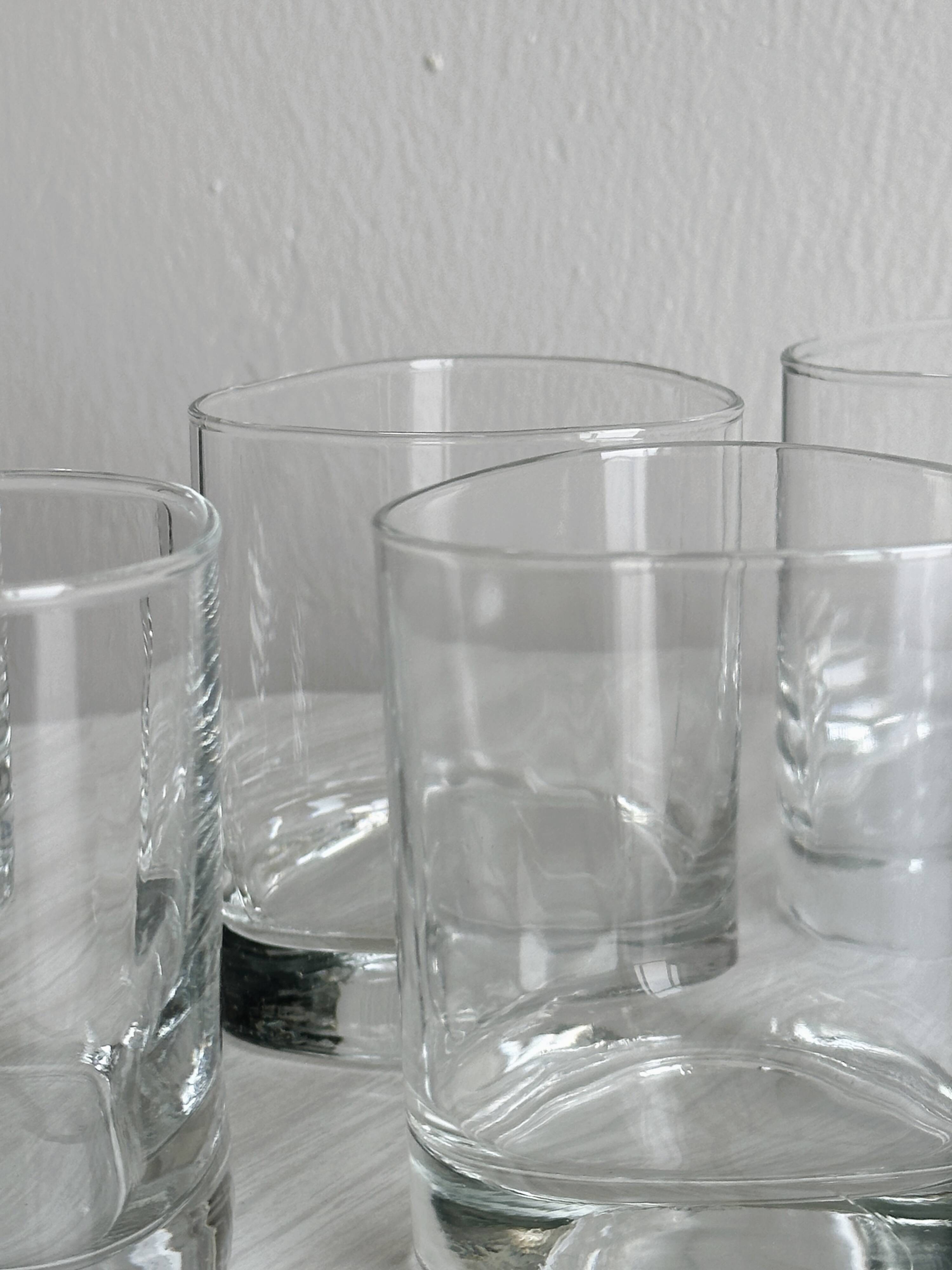 5 Clear Glass Whiskey Glasses