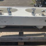 Washbasin double basin with enamelled column base Art Deco XX century