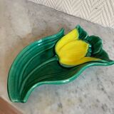 Spoon rest or pocket tray with tulip decor signed Vallauris