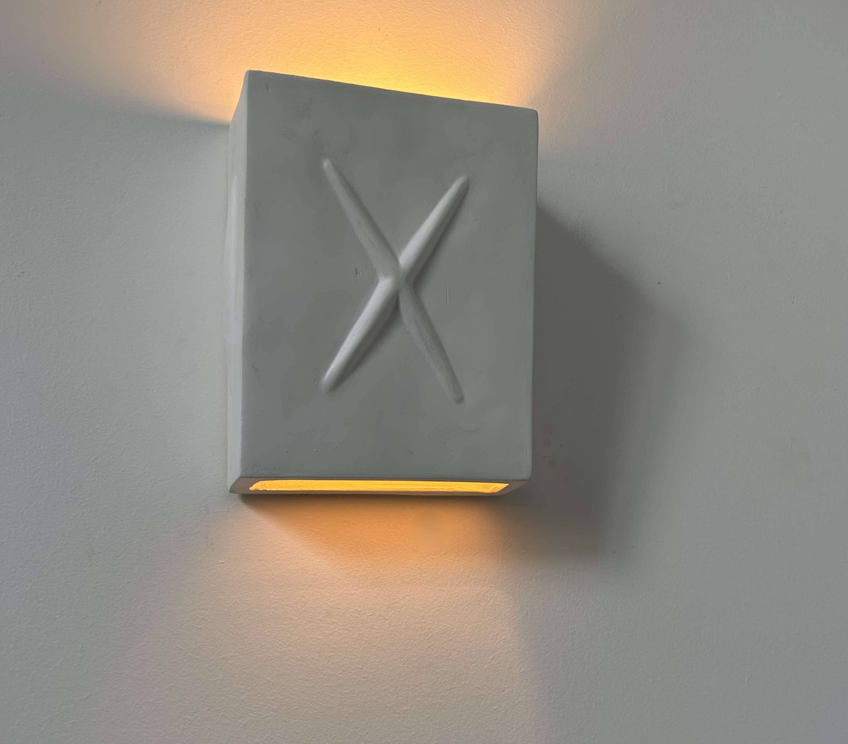 Vintage plaster wall light, matt white, France 1970