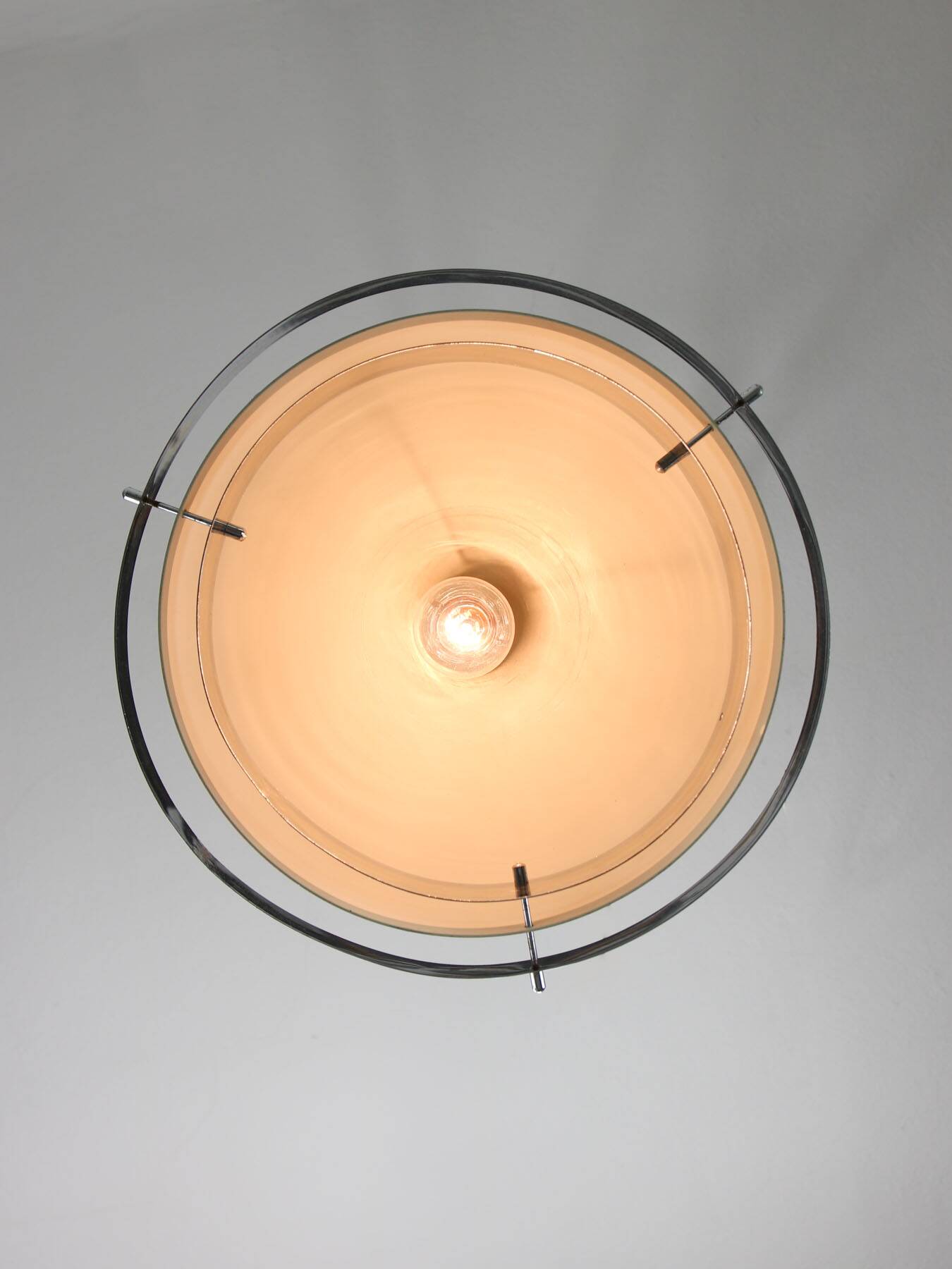 Space Age Italian Orange and Chrome Metal Pendant Lamp, 1970s