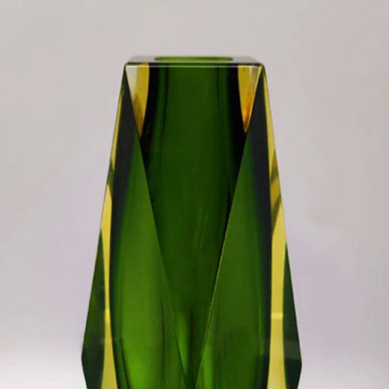 1960s Astonishing Green Vase By Flavio Poli for Seguso. Made in Italy