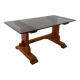 Pine coffee table with smoked glass top.