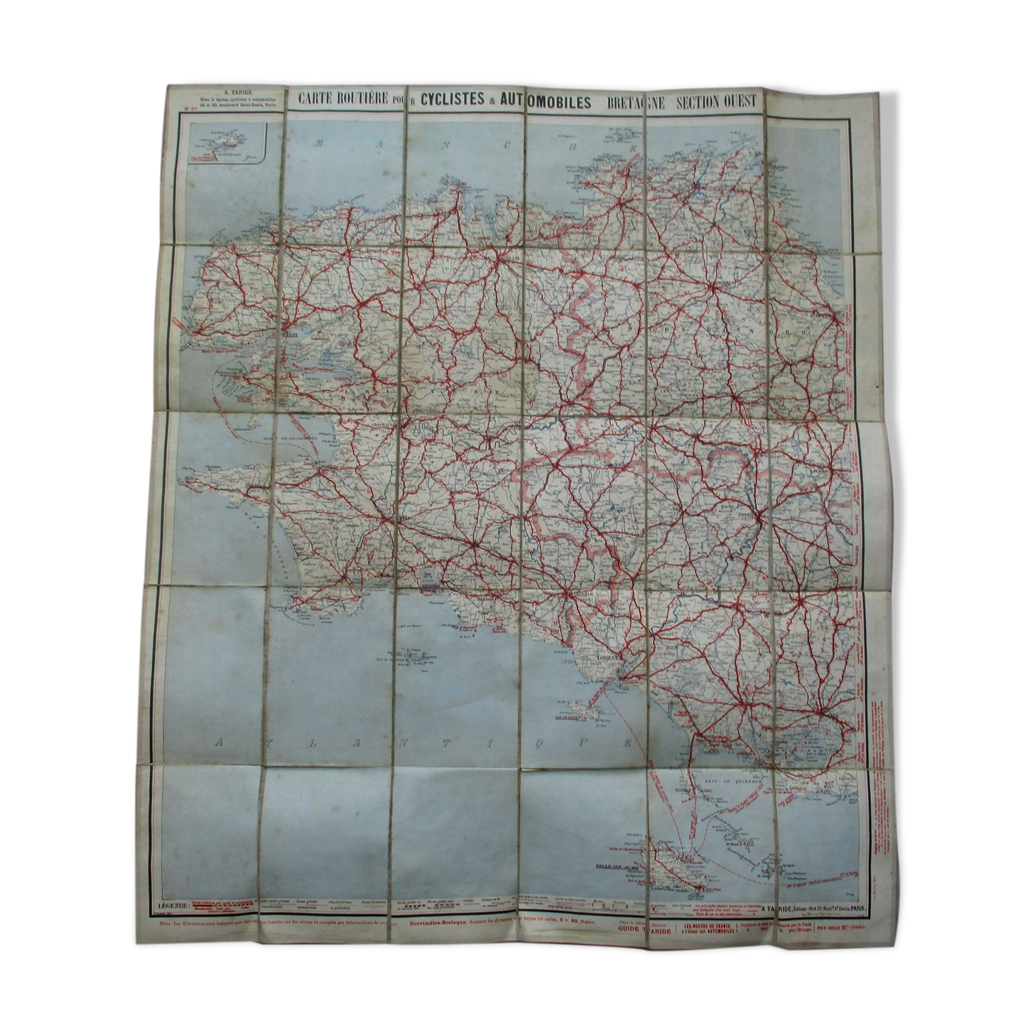 Map taride brittany west section on canvas
