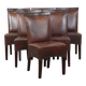 Set of 6 cognac-colored cowhide Art Deco design dining room chairs