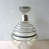 Carafe Art Deco en verre et métal argenté