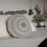 Round cushion 100% pure wool gray patterns