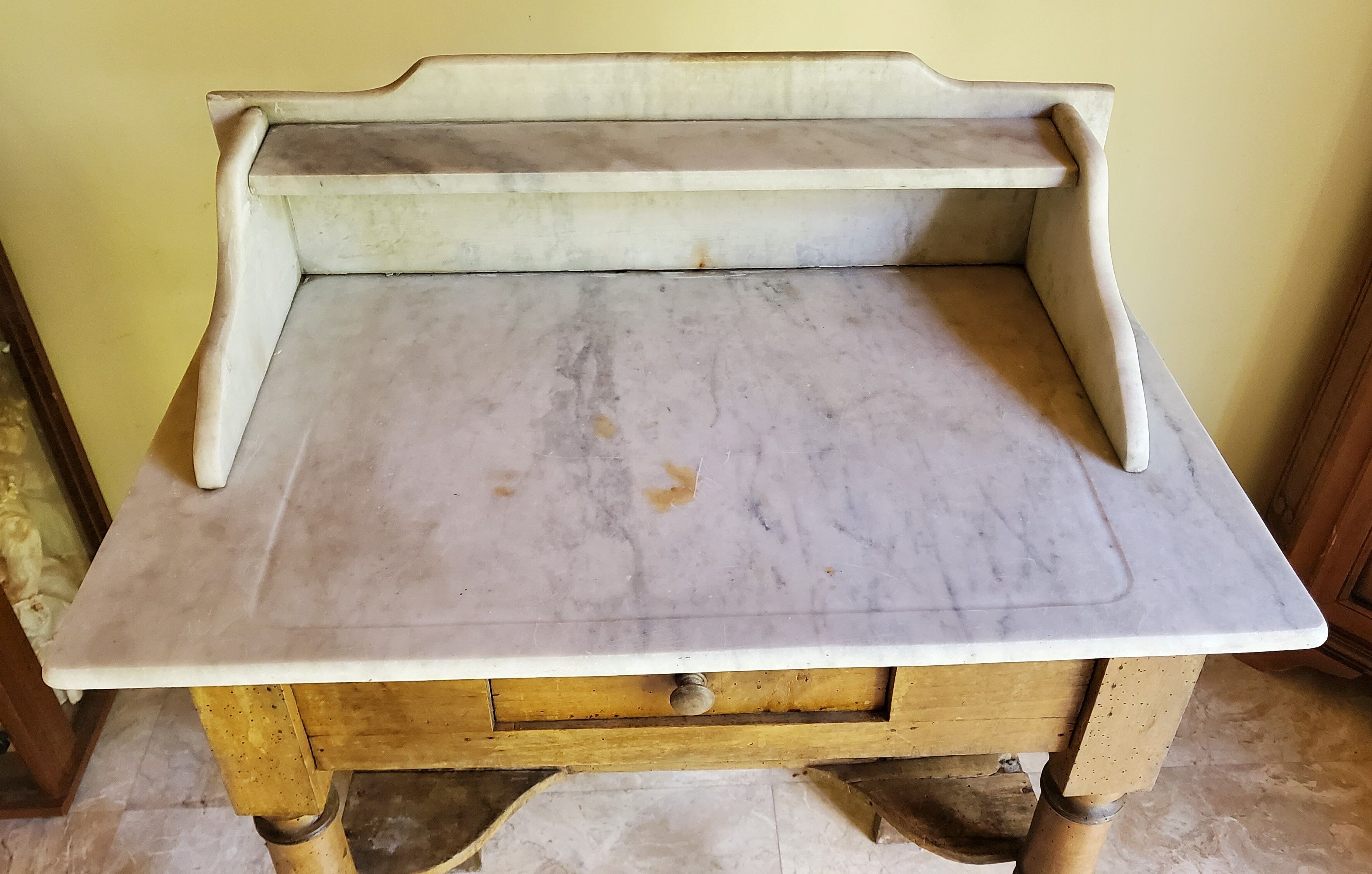 Antique toilet table with white marble top