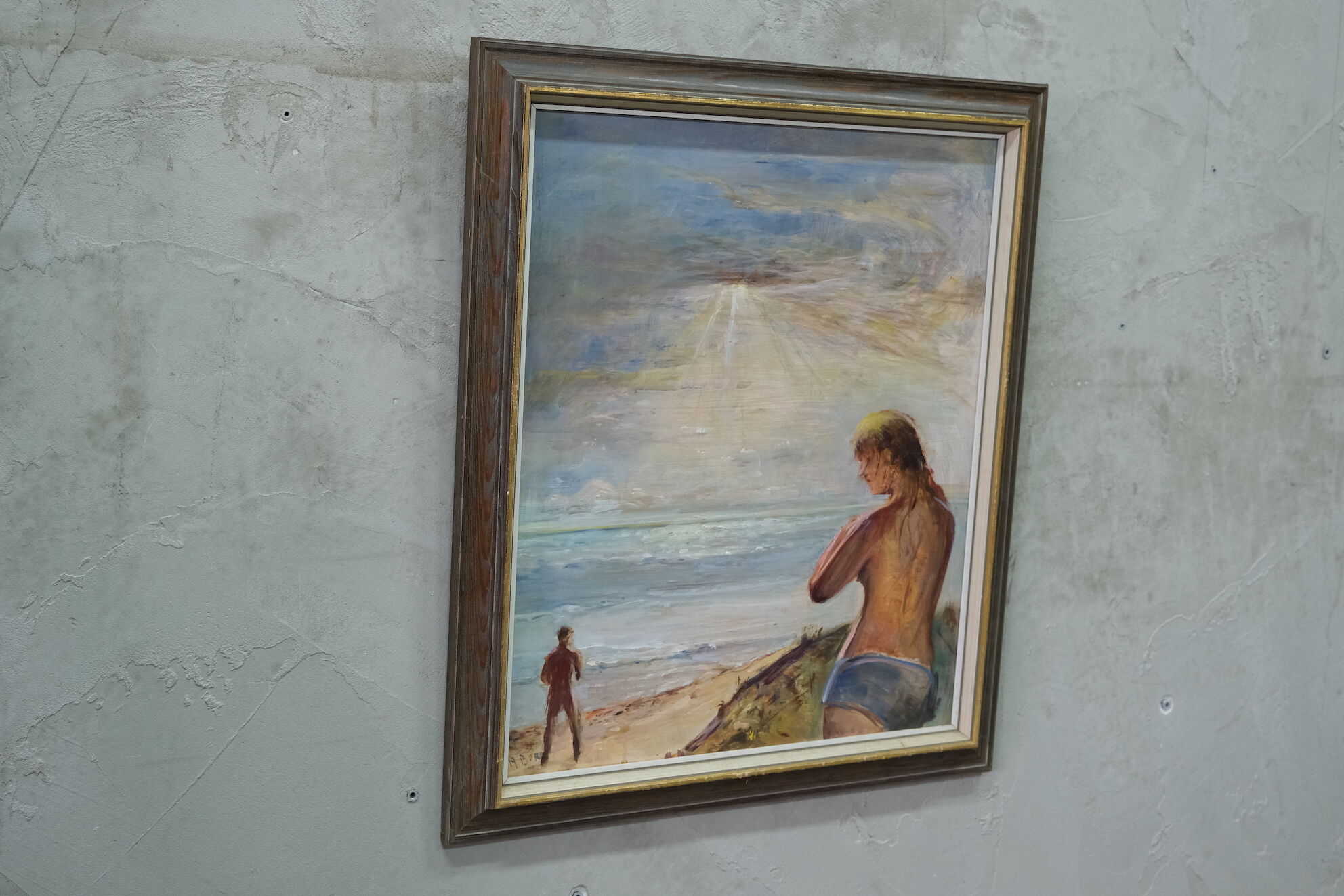 Modernist oil on panel, signed, framed, 1970