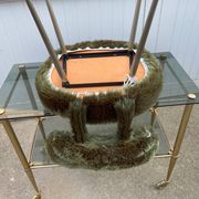 Chaise moumoute verte vintage 1960