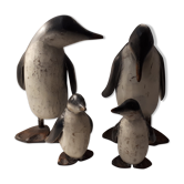 Family of 4 wooden penguins art deco